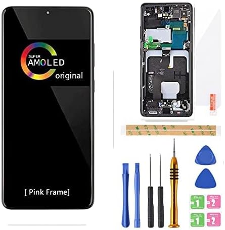 [Pink with Frame] Amoled LCD for Samsung Galaxy S21 5G G9910 Digitizer Screen LCD Display Touch Assembly Replacement G9910 G991A G991F G991P G991R4 T U V W 6.2 inch by BITANR Pink with Frame