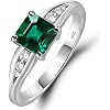 LUO S925 Sterling Silver Asscher Cut 6X6 MM Gemstone Promise Ring Split Shank Engagement Ring for Women Size 3-13 Jewelry