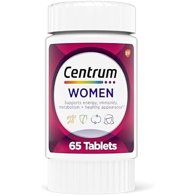 Centrum Multivitamin for Women, MultivitaminMultimineral Supplement with Iron, Vitamin D3, B Vitamins and Antioxidant Vitamins C and E, Gluten Free, Non-GMO Ingredients - 65 Count