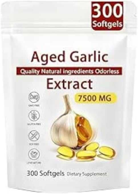 Aged Garlic Extract - 7500mg Odorless Organic Garlic Extract,All-Natural,Gluten-Free - 300pcs/pack (1 pcs)