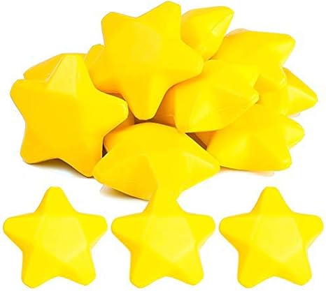 20 Pcs Star Stress Balls, 3 Inch Yellow Anxiety Relief Star Toys Stress Squeeze Neon Yellow Stars Mini Foam Balls Star Stress Relief Toys for Carnival Reward, Party Bag Gift Fillers