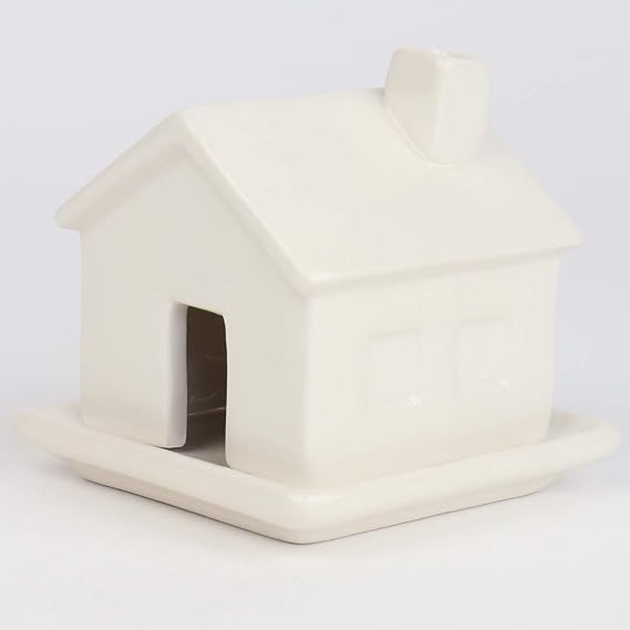 Gift Republic Charming Ceramic House Incense Burner with Smoke-Chimney | Aromatherapy Decor with 3 Sandalwood Cones & Resting Dish | Ideal Housewarming Gift