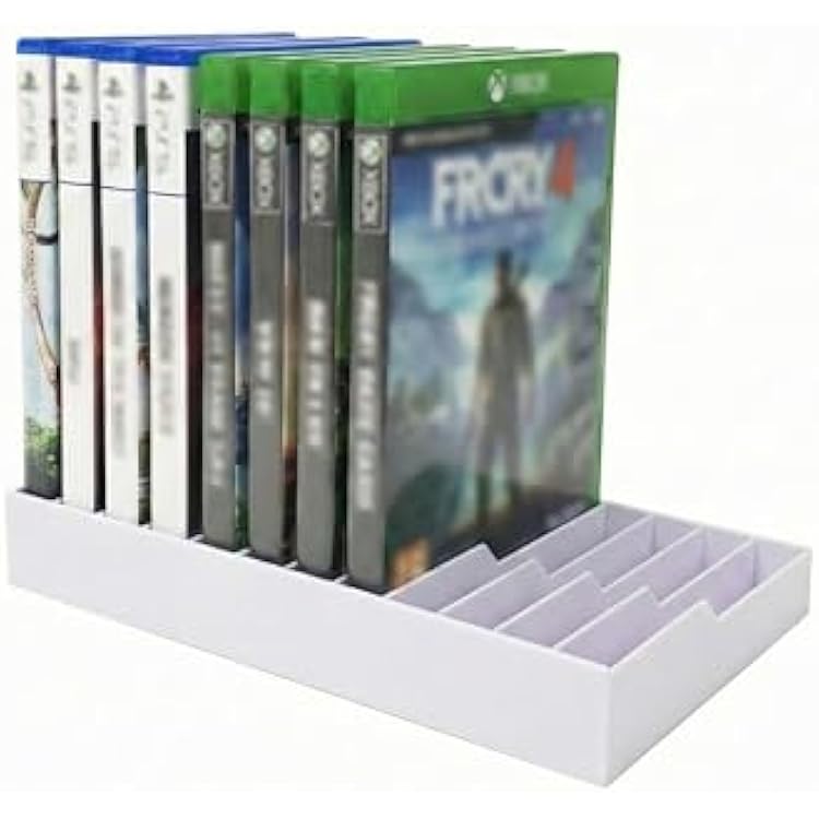 Video Game Storage Tower for PS5  PS4  Xbox Series XXbox One Game Cases, 12-Disc Capacity DVD & Blu-Ray Organizer Stand, Anti-Slip ABS Desktop Rack, No Assembly Required 1, White
