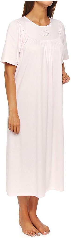 Calida Women's Soft Cotton Short Sleeve Night Shirt Gown, 33400, Bonbon, M