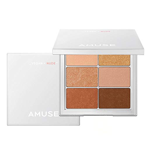 AMUSE Eye Vegan 6-Color Eyeshadow Palette - Matt, Shimmery, Glitter Shades - K-Beauty Natural Makeup - 01 Sheer Nude
