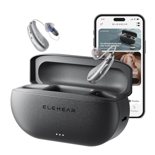 ELEHEAR-Beyond OTC Hearing Aids, AI Powered Speech Enhancement and Tinnitus Masking, Superior Sound Quality, Connectivity with iOS or Android Devices via Bluetooth 5.3, for Seniors and Adults