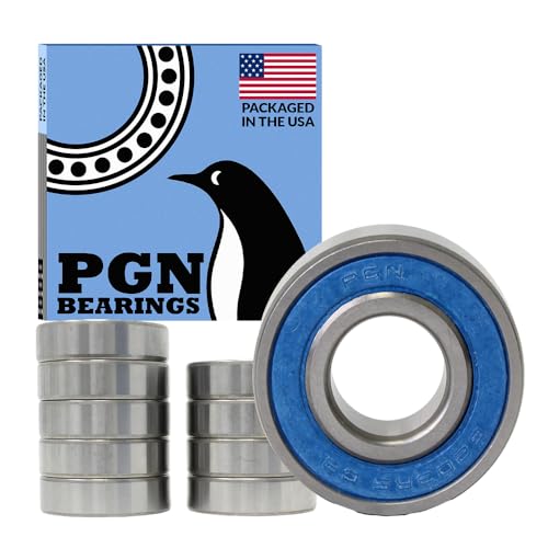 PGN 10 Pack 6203-2RS Bearing - Lubricated Chrome Steel Sealed Ball Bearing - 17x40x12mm Bearings with Rubber Seal & High RPM Support
