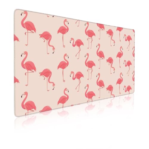 Mouse Pads,Pink Flamingo Large Mouse Pad for Desk Non-Slip Rubber Base Mouse Pad with Stitched Edges,Keyboard Pad Mouse Mat for Computer,Work,Gaming,Desk Decor 31.5x15.7 in