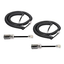 Telephone Handset Detanglers Cable, Landline 8FT Uncoiled /1.4FT Coiled, 2 Pack, Black, Anti-Tangle Telephone Cord Untangler 360 Degree Rotating Swivel Cord