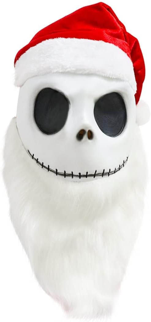 CAFELE Christmas Santa Mask Halloween Cosplay Costume Mask The Skeleton White Beard Red Hat Nightmare Party Cosplay Props