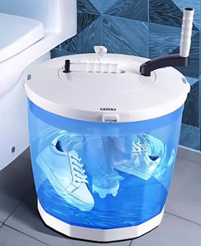 Portable Hand cranked clothes spin drying bucket,Non-Electric Washing Machine and Spin Dryer,Mini Hand Crank Washing Machine Dehydrator for Dormitory, Apartment, Rv blue
