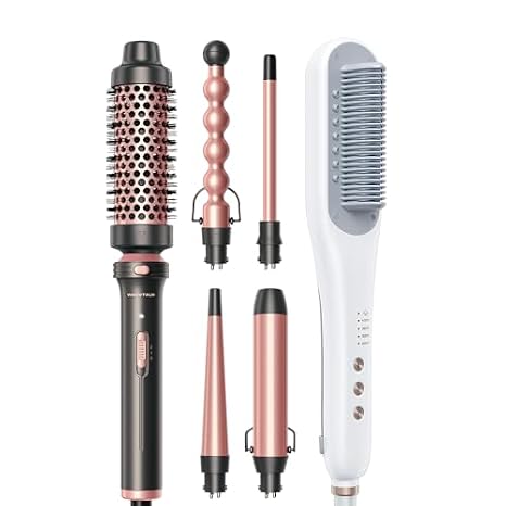 Wavytalk Steamline Pro Steam Straightener Brush and Multi Curl 5 in 1 Curling Wand Set