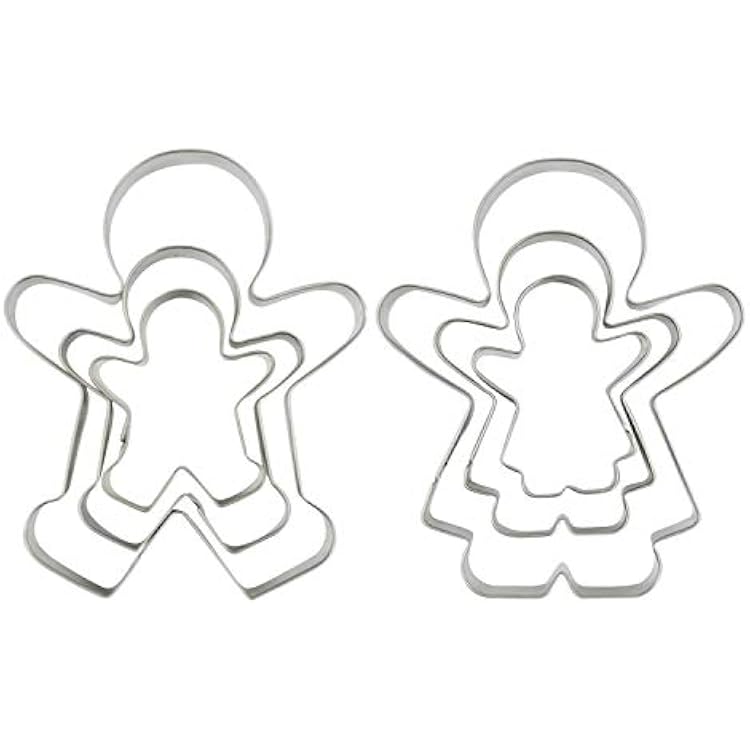 Funny Gingerbread Man Cookie Cutters, Boy and Girl Cookie Cutter Set Molds, 6 Piece