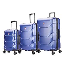 DUKAP ZONIX Luggage with Spinner Wheels | Durable Lightweight Hardshell Suitcase, Spacious Travel Sets with Handle and Trolley | (20/26/30) 3 Piece Luggage Set | Blue