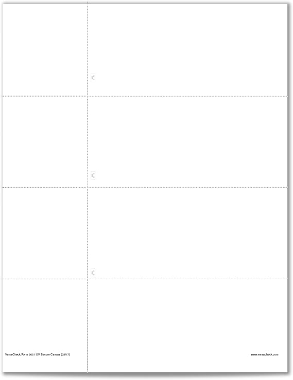 VersaCheck Secure Checks - 750 Blank Business or Personal Wallet Checks - White Canvas - 250 Sheets Form #3001-3 Per Sheet