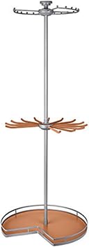 YJINGRUI Wardrobe Corner Rotating Clothes Hanger, 360 Rotating Round Clothes Hanger, Adjustable Corner Storage Organizer, 3-Tier Heavy Duty Closet Rack (Leather Orange)