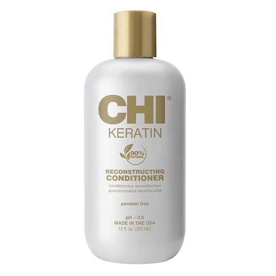 CHI Keratin Reconstructing Conditioner, Delivers Healthier Hair, Adds Shine & Helps Prevent Future Breakage, Sulfate, Paraben, Cruelty-Free, 12 Oz