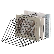 Urban Deco Triangle Desk Organizer - Metal Wire Magazine Holder, 10 Sections, Decorative File Folder Organizer, Vinyl Record Storage, Office File Holder - Black