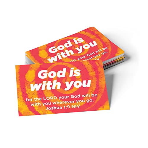 God is With You, Joshua 1:9, Bulk Pack of 25 Affirmation Scripture Cards for Kids, Pass it On Christian Bible Verse Cards for Sunday School, Childrens Church, Youth Group Ministry