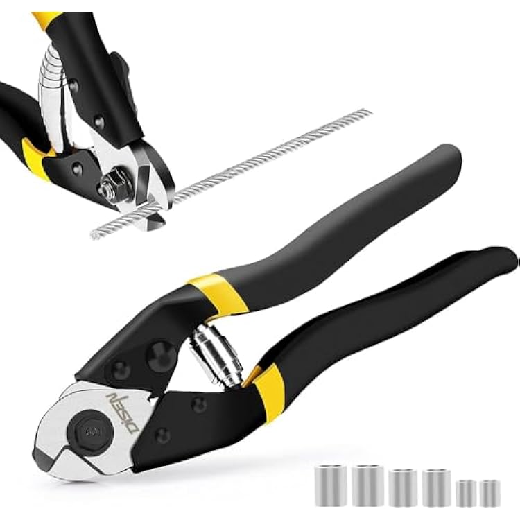 DISEN Wire Cutters Heavy Duty Cutting Up to 316, Metal Cable Cutters for Fence Thick Wire, Safety Lock, Spring Loaded, Non-slip Matte Handle, Chrome Vanadium Steel Jaw