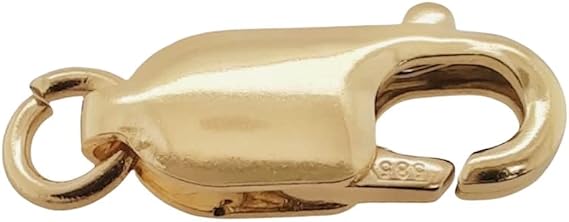 8.5MM 14K Solid Yellow Gold Oval Lobster Clasp with Ring 10.5MM Overall Length (Tiny) Made in Italy by CRAFT WIRE
