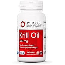 PROTOCOL FOR LIFE BALANCE Krill Oil 500mg - Krill Oil Supplement - DHA & EPA - with Astaxanthin - Supports Heart, Brain, Joints* - Non-GMO & Halal - 60 Softgels