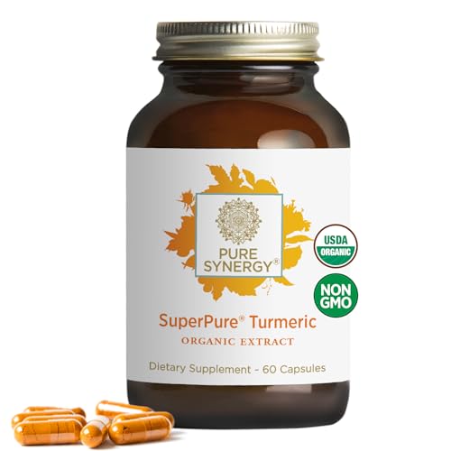 Pure Synergy SuperPure Turmeric Extract | Organic Curcumin Supplement | 500 mg Turmeric Extract Capsules | Potent Support for Immune and Joint Health 60 Capsules