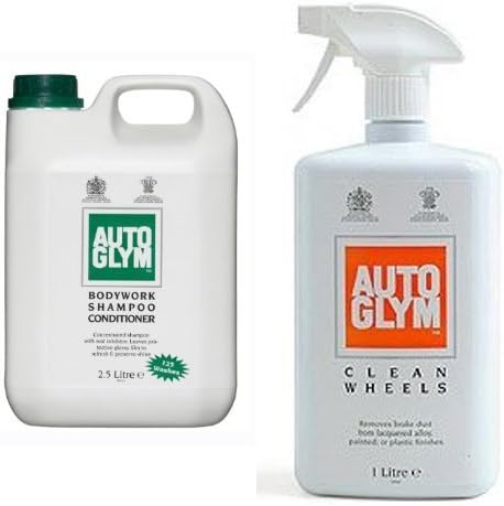 Large Autoglym Bottle Quality Bodywork Shampoo, 2.5 Litre+Auto Glym Clean Wheels, 1 Litre