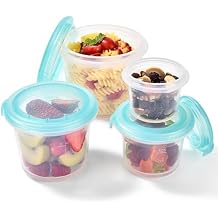 U-Taste Silicone Food Storage Containers Set: Meal Prep Box with Airtight Lid, Freezer & Microwave Safe, Date Marking Circle, Clear cup/oz/ml Measurement for Dry & Wet Deli -2oz/4oz/8oz/16oz, Aqua Sky