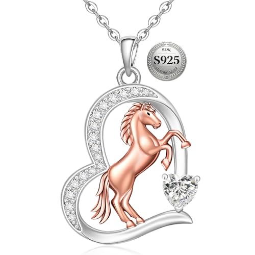 Fenthring Horse Necklace for Women Horse Necklaces Sterling Silver Heart Pendant for Charm Mothers Day Lover Gift