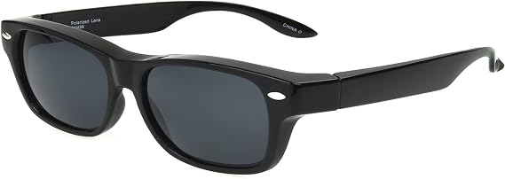 Solar Shield Dioptics Solar shield Fits over Sunglasses (FO-056) UnisexWay shape Black glossy frame,Smoke lenses 54 mm,Gray,SS FO-056
