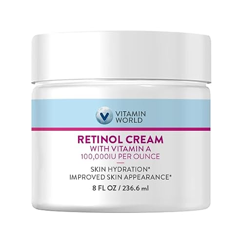 Vitamin World Retinol Cream 100,000 IU 8 oz., Gentle Retinol Night Cream for Face with Retinyl Palmitate & Dual Vitamin E & Coconut Oil, Face Moisturizer, Anti-Aging Wrinkle Cream