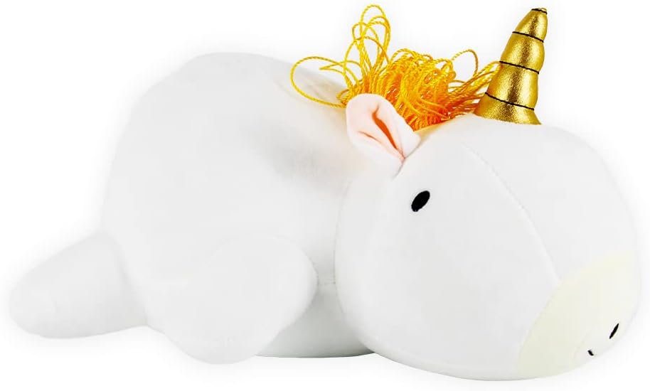 MerryXD Unicorn Weighted Stuffed Animals for Anxiety and Stress Relief ,15.3inch 1.21lb Weighted Plush Animal Throw Pillow，Super Soft Cartoon Hugging Toy Gifts for Bedding,White