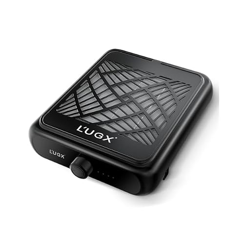 LUGX Dust Collector Nail Tech Rechargeable with 2 Reusable Filter, Professional Nail Dust Collector Fan Extractor Powerful Suction Vacuum Dust Collector for Nails, Perfect for Home Salon Use - Black