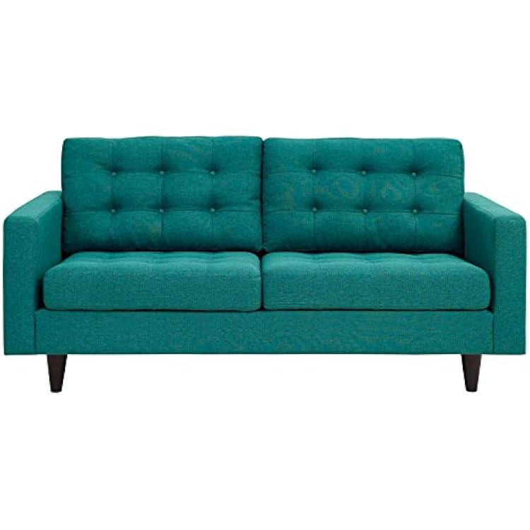 Modway EEI-1547-TEA Empress Mid-Century Modern Upholstered Fabric Loveseat In Teal