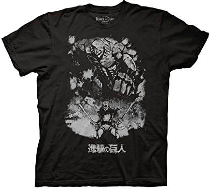 Ripple Junction Attack on Titan Mens Short Sleeve T-Shirt Reiner Braun Armored Skin Titan Form AOT Anime Small Black