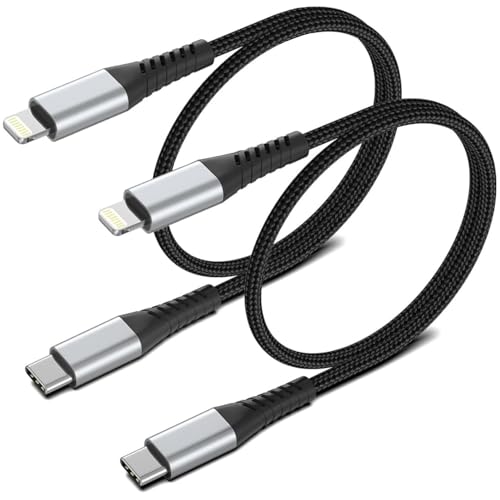 2FT USB C to Lightning Cable, 2 Pack Short iPhone Charging Cable USB C Braided 2 Foot Type C to Lightning Cable PD Fast Charging for iPhone 14 13 12 11 Pro Max Mini 10 8 7 Plus XR XS SE