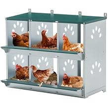 ZMAD Compartment Chicken Nesting Boxes,for Laying Eggs, Metal Poultry Nest Box Wall Mount for Chickens, Hens, Large Vented Holes Chicken Coop Box (6 Compartment)