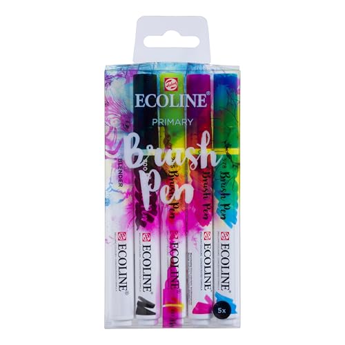 Talens Japan Tarence T1150-9900 Eco Line Brush Pen, Primary Set of 5 Colors