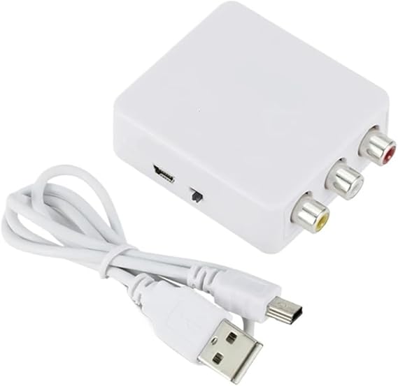 HDMI-Compatible to AV R/CA CVSB L/R Video Scaler Adapter HD 1080P Video Box Converter AV to HD-MI ConverterFor PC HDTV Projector(AV2HD White)