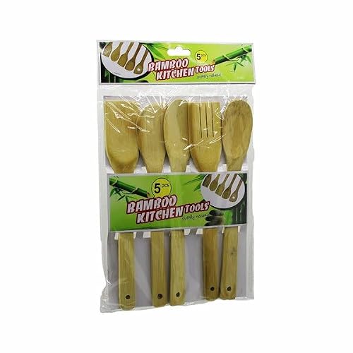 AEE® 5-Piece Large Size Natural Bamboo Spoon Spatula Kitchen Wooden Spoon Set 30cm