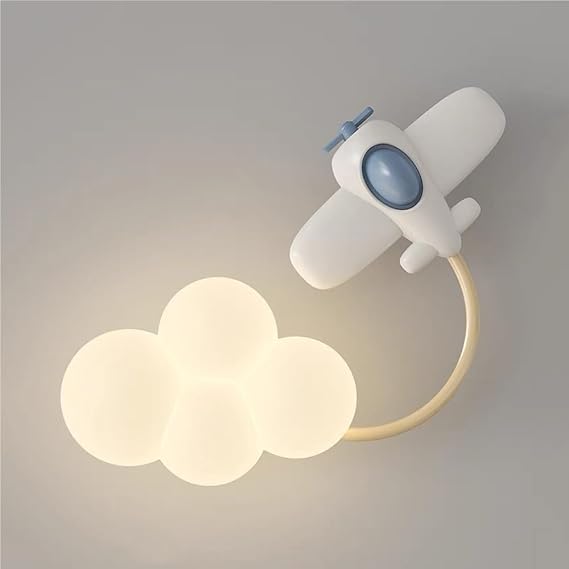 Modern Kids Room Wall Sconce Cartoon Cloud Wall Lamp Adjustable Bedside Light for Bedroom Baby Room Creative Night Lighting(Kite-A)