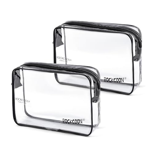 Clear Travel Toiletry Bag, TSA Approved Organizer Portable Travel Makeup Pouch with Zipper, PVC Cosmetic for Airport Airline Compliant Bag 2 Pack
