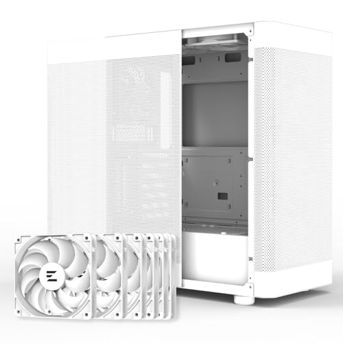 Zalman i4 Airflow Full Mesh Mid Tower ATX Desktop PC Case, 6 x 120mm Quiet Fans Pre-Installed, Vertical GPU Mount & 360mm Radiator Support, White