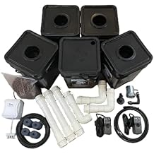 Recirculating Deep Water Culture RDWC Hydroponic Grow Kit System, 5 Gallon, 4 Site with Connected Reservoir