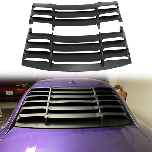 Rear Window Louver, Compatible with 2011-2023 Dodge Charger, Matte Black ABS Plastic IKON Style Aerodynamic Rear Sunshade Wind Deflection Cover, 2PCS
