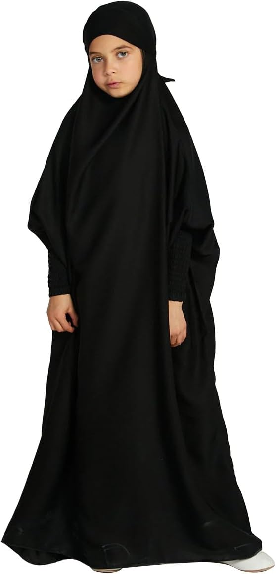 Abaya for Girls Kids Muslim Dress Full Cover Hijab Dress Dubai Islamic Long Sleeve Traditional Prayer Clothes Kid Robe