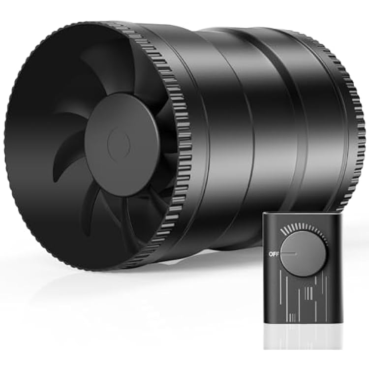 Hon&Guan 8 Inch Inline Booster Duct Fan with Speed Controller - 623 CFM Airflow with 44W Ultra-Low Power and Low Noise