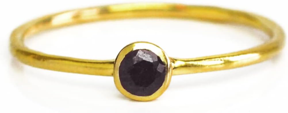 Tiny Gemstone Stacking Ring, Minimalist Dainty Thin Ring Band, Simple Stackable Birthstone Ring