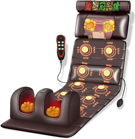 Full Body Massager Mat with Heat - 10 Vibrating Nodes, Adjustable Pillows, Heating Pads for Neck and Back Muscle Relaxation